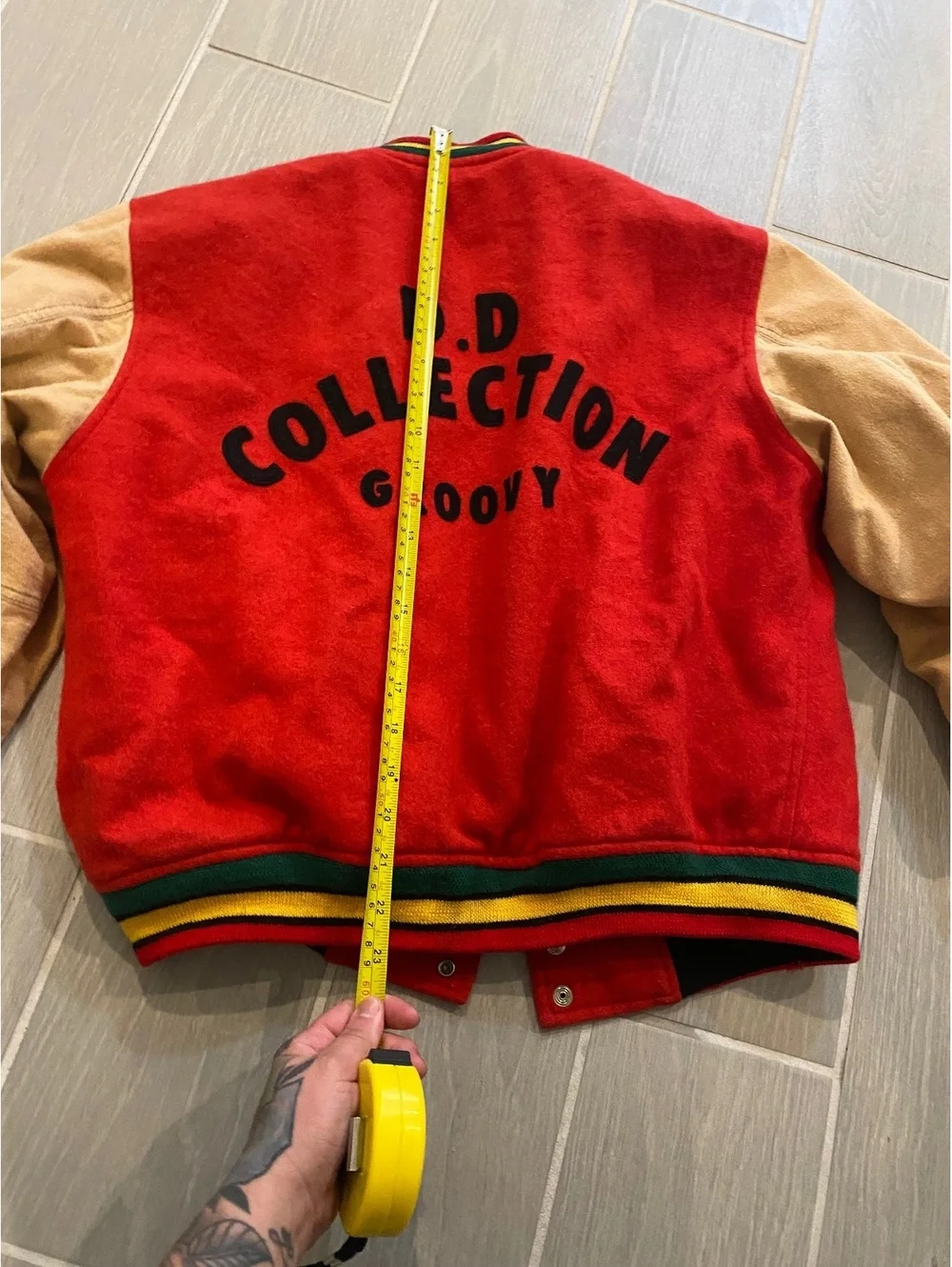 Vintage Groovy D.D Collection Red and Tan Varsity Jacket